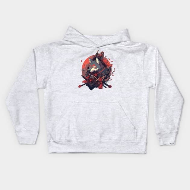 samurai dog Kids Hoodie by fancy ghost